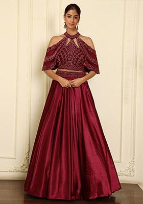 Red Lehenga Set With Hand Embroidered Blouse