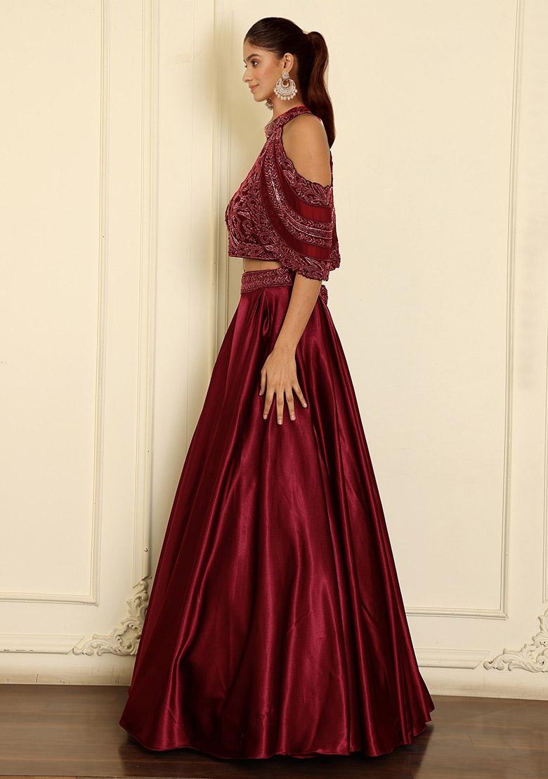 Red Lehenga Set With Hand Embroidered Blouse