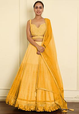 Yellow Lehenga Set With Hand Embroidered Blouse And Dupatta