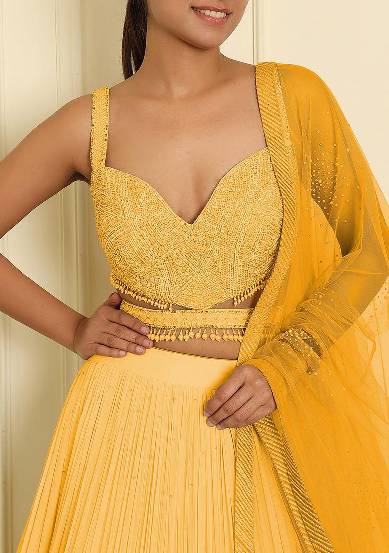 Yellow Lehenga Set With Hand Embroidered Blouse And Dupatta