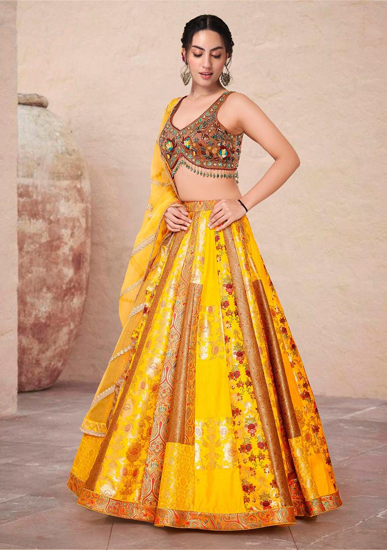 Yellow Lehenga Set With Hand Embroidered Blouse And Dupatta