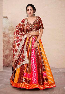 Red Lehenga Set With Hand Embroidered Blouse And Dupatta
