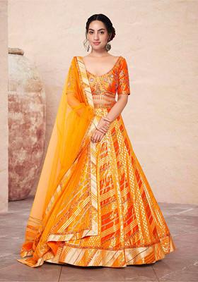 Yellow Lehenga Set With Hand Embroidered Blouse And Dupatta