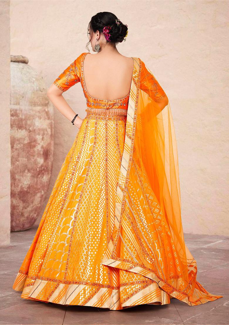 Yellow Lehenga Set With Hand Embroidered Blouse And Dupatta