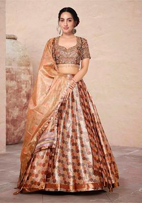 Gold Lehenga Set With Hand Embroidered Blouse And Dupatta