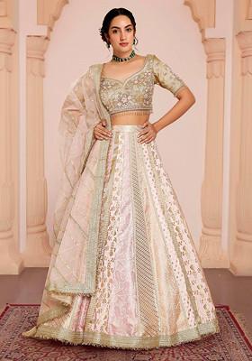 Pink Lehenga Set With Hand Embroidered Blouse And Dupatta