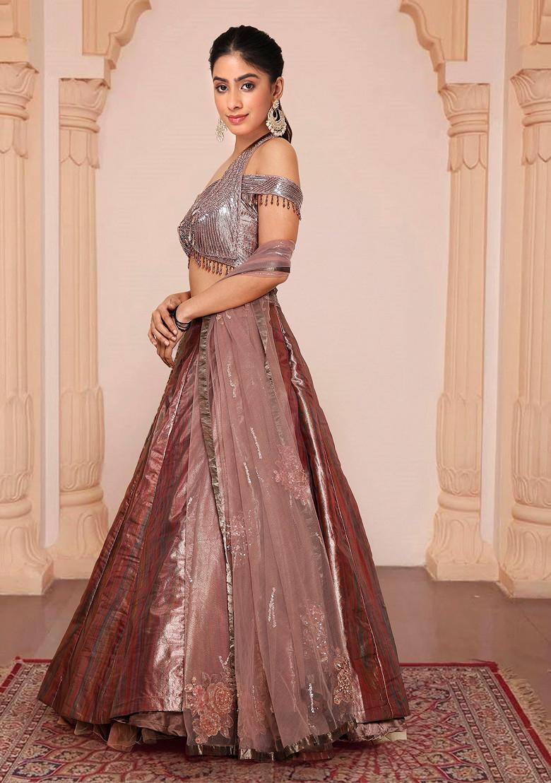 Pink Lehenga Set With Hand Embroidered Blouse And Dupatta