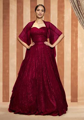 Maroon Lehenga Set With Hand Embroidered Blouse And Dupatta
