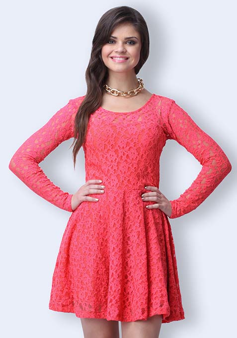 True Romance Skater Dress - Coral