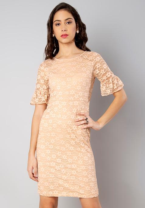 nude gown with sleeves