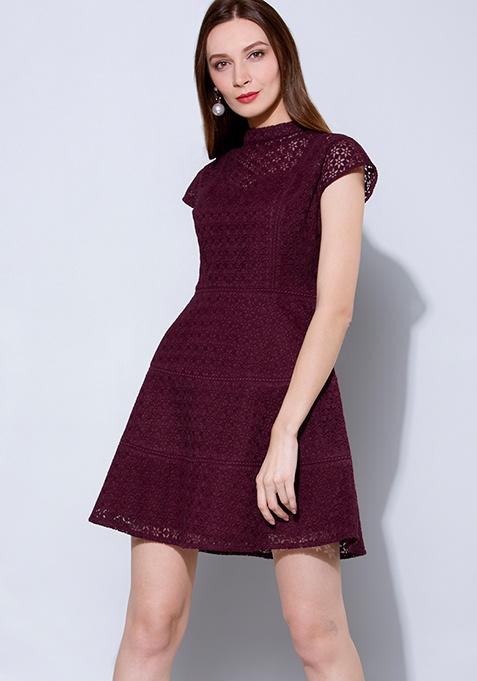 lace cap sleeve skater dress