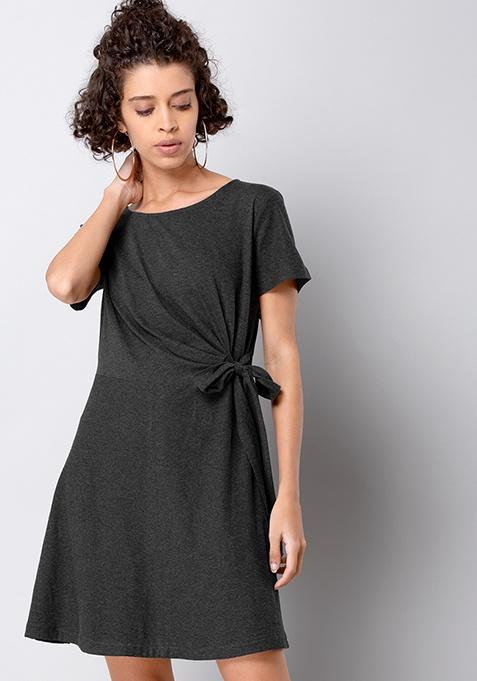 BASICS Charcoal Knotted Dress