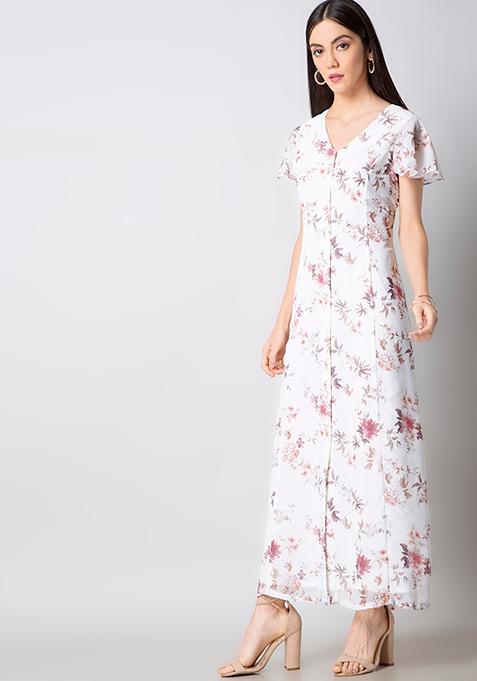Buy Women White Floral Maxi Shirt Dress - Maxi Dresses Online India ...
