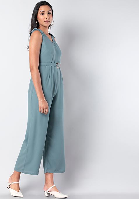 Buy Women Light Blue Bow Shoulder Jumpsuit - Honeymoon Dress Online ...