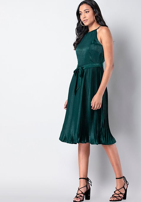 green knit halter dress