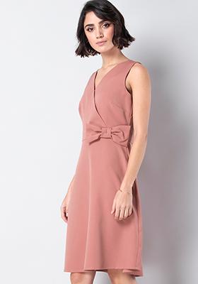 Pink Bow Waist Mini Dress 