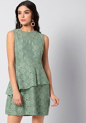 Light Green Layered Lace Dress