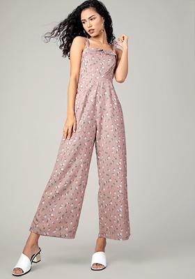 Pink Floral Strappy Jumpsuit