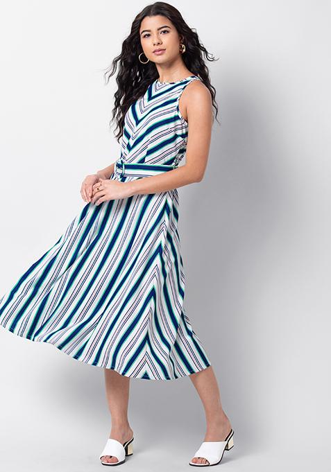 white and blue striped dresses