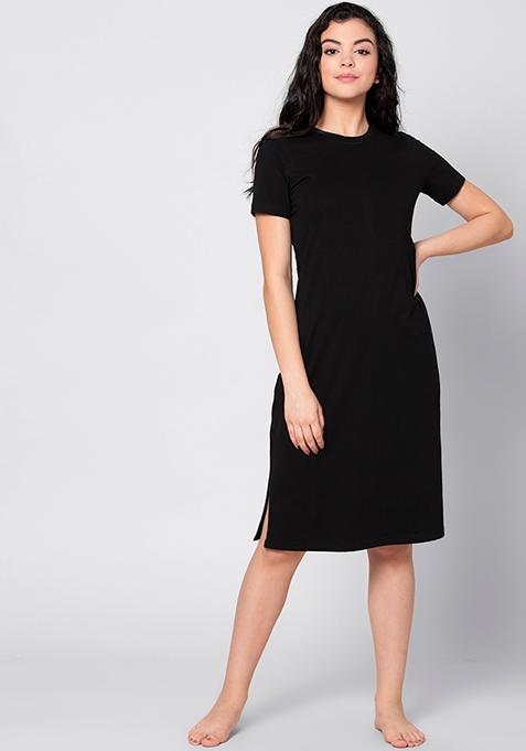 Buy Women Black Jersey T-Shirt Dress - Trends Online India - FabAlley