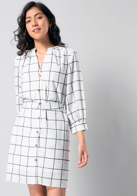 white shirt dress with black writing