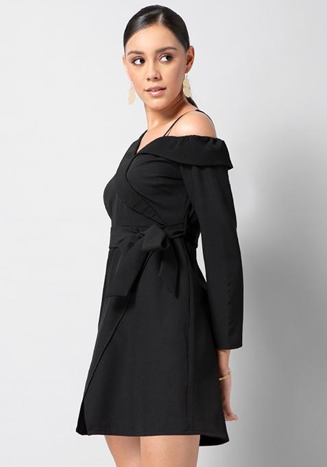 Buy Women Black Strappy One Shoulder Dress - Date Night Dress Online ...