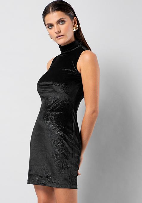 Buy Women Black High Neck Bodycon Dress - Date Night Dress Online India ...