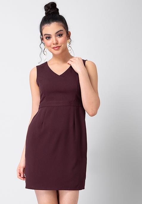 Wine Shift Mini Dress