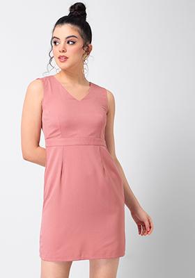 Dusty Pink Shift Mini Dress