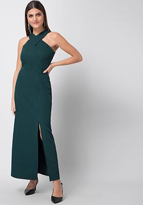 Dark Green Halter Maxi Dress