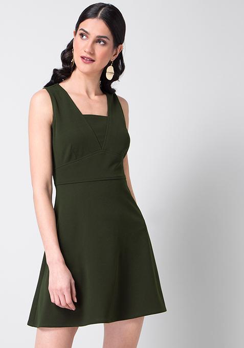 Olive Mini Shift Dress 