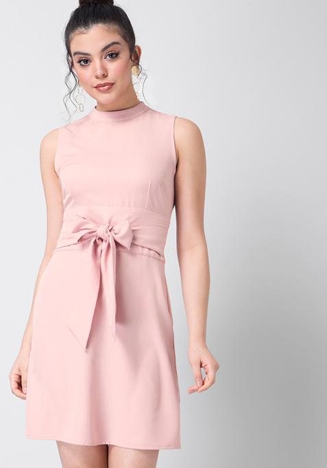 Blush Belted Shift Dress 