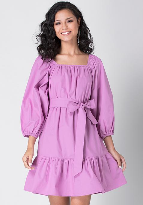 purple puff dress