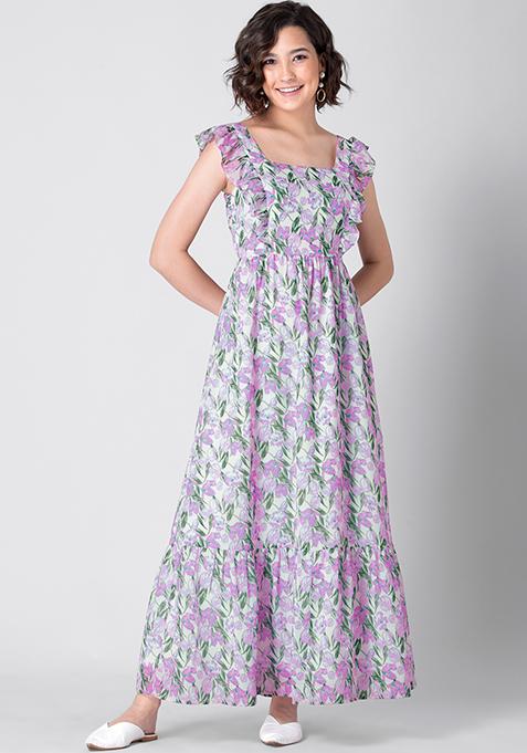 frilled maxi dress