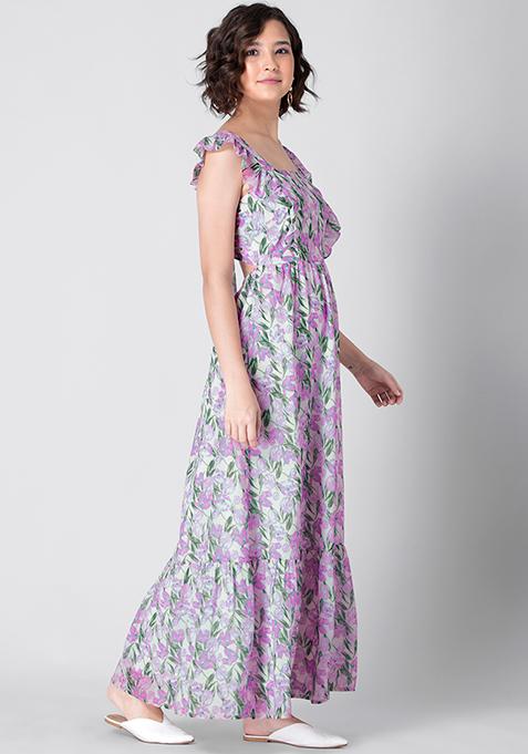 frilled maxi dress