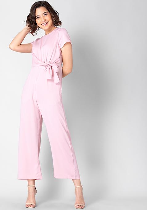 Blush Tie Up Wrap Jumpsuit 