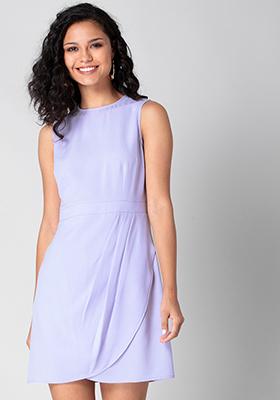 Lilac Sleeveless Pleated Bodycon Dress