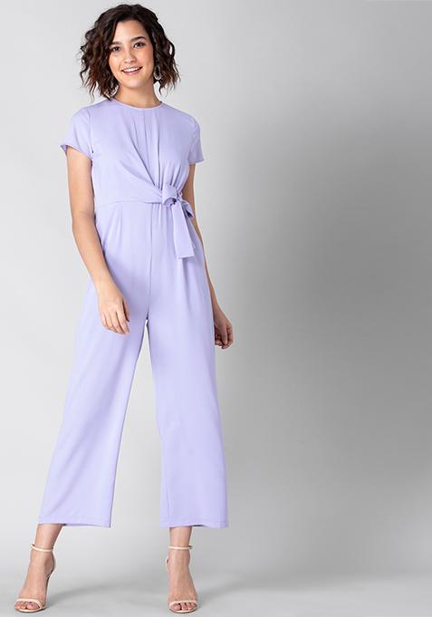 Lilac Self Tie Wrap Jumpsuit 