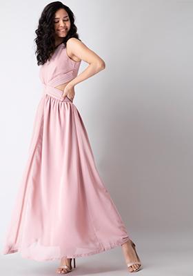 Blush Pink Back Cut Out Maxi Dress 