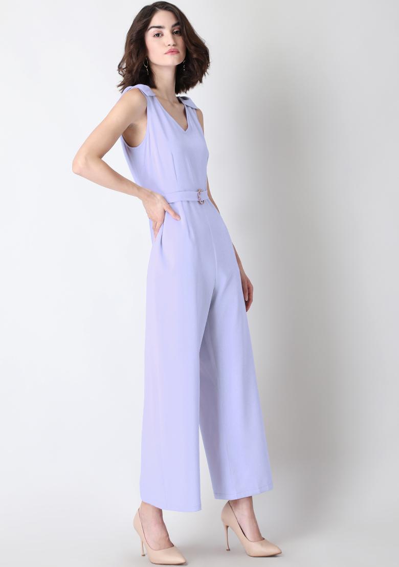 Buy Women Lilac Buckled Belted Jumpsuit Date Night Dress Online India Faballey 