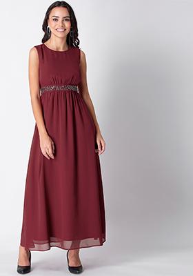 maxi dresses maroon