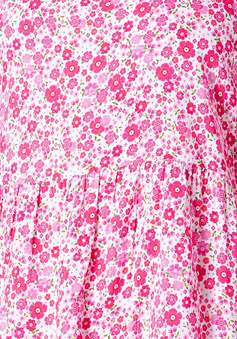 CUTESOVE Ruffle Ditsy Floral High Low Wrap Dress â Pink â cutesove