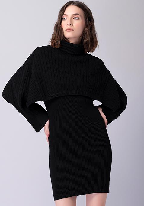 Buy Women Black Cable Knit Sweater Dress - Date Night Dress Online ...