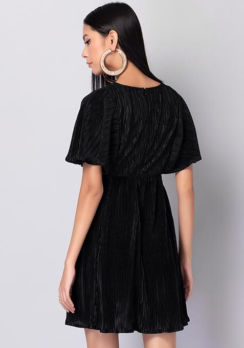 Buy Women Black Pleated Waist Cut Out Dress - Date Night Dress Online ...