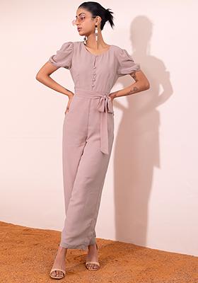 Light Pink Jumpsuit with Self Fabric Belt