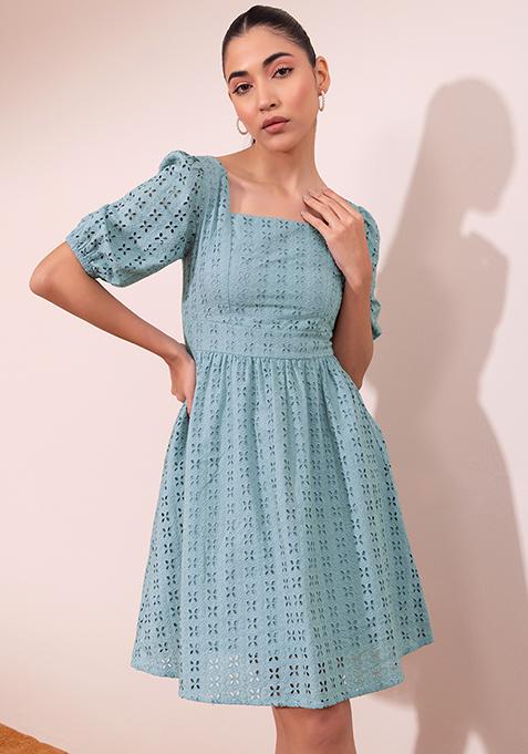 Pastel Green Schiffli Dress