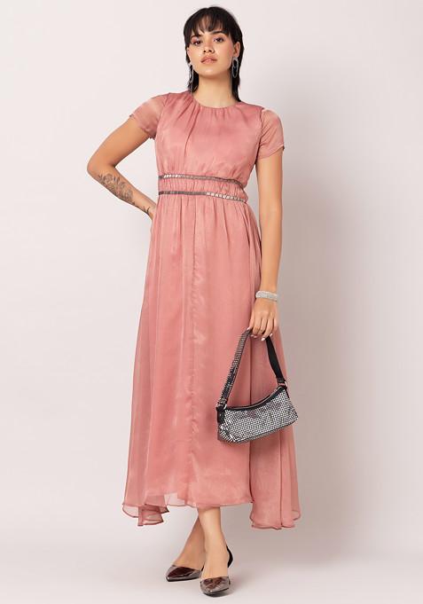 Naida Pink Embellished Maxi Dress
