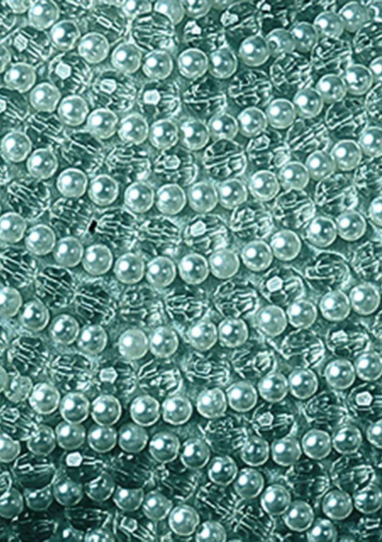 Green Pre-Stitched Saree Set With Hand Embroidered Blouse