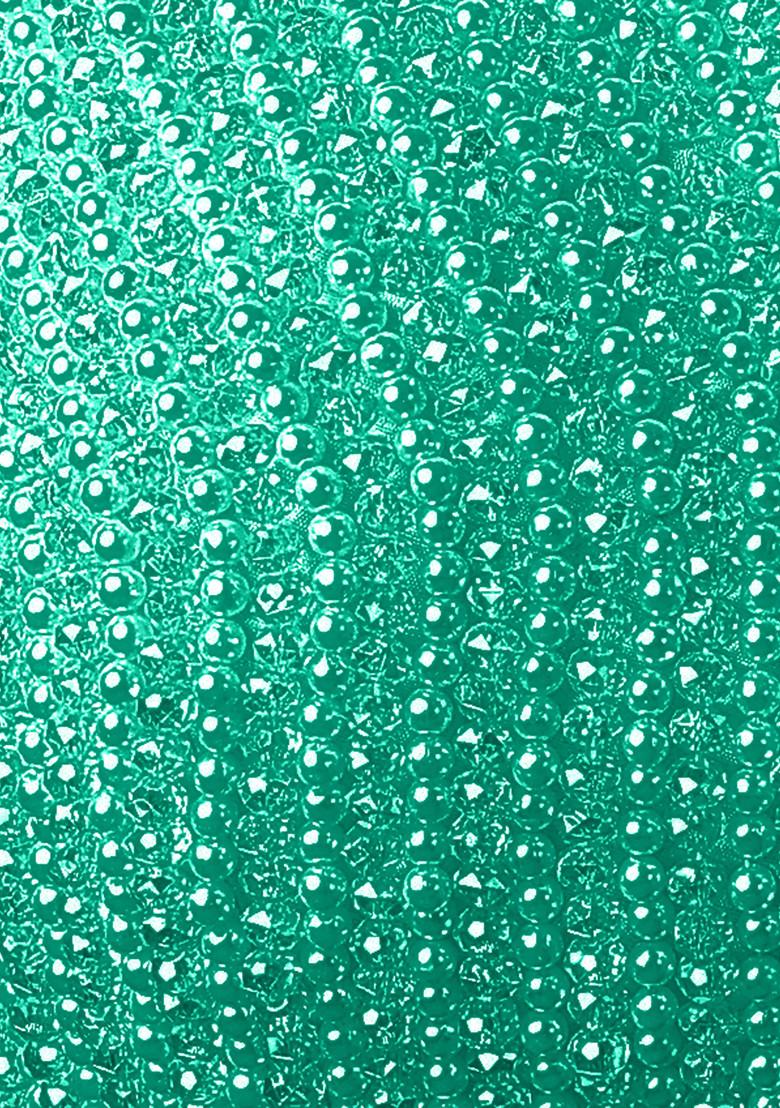 Green Pre-Stitched Saree Set With Hand Embroidered Blouse