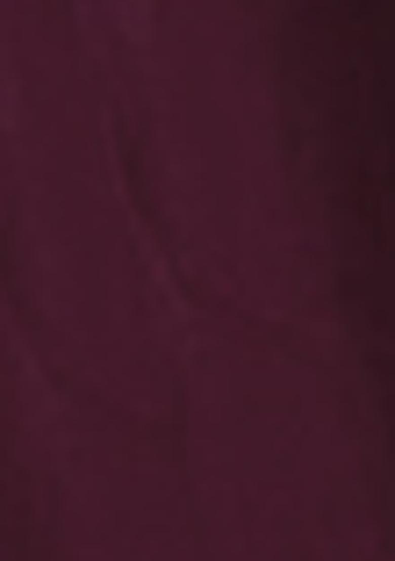 Burgendy Pre-Stitched Saree Set With Hand Embroidered Blouse